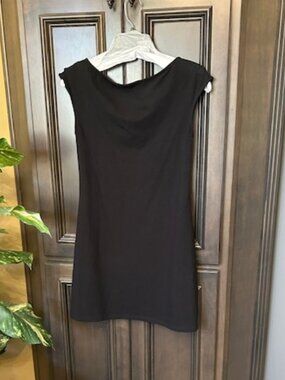 Reformation Black Soleil Stretch Cotton-Blend Boatneck Open Back Minidress